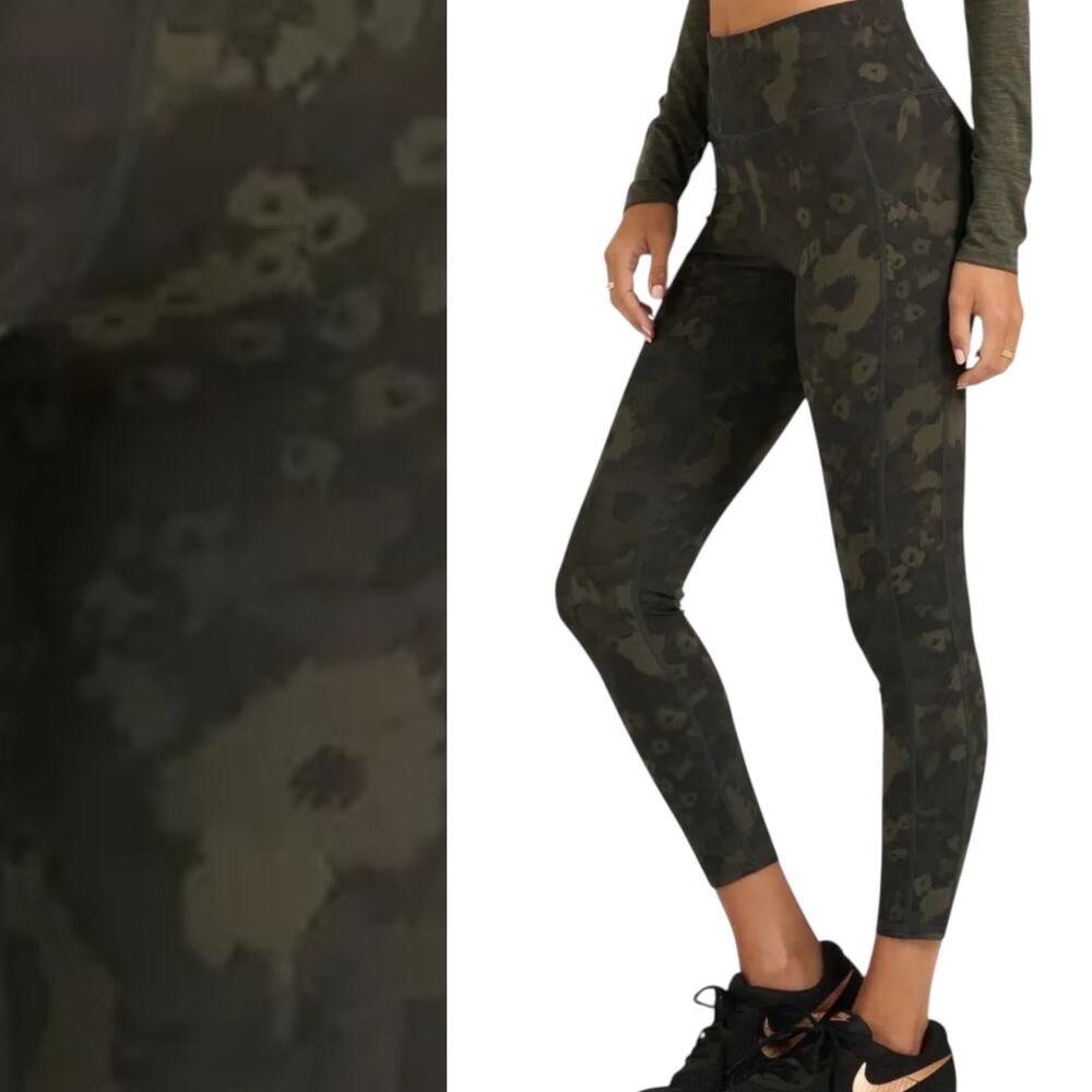 EUC Vuori Stride 4 POCKET Leggings Green Camo High Waist VW429 Size Medium